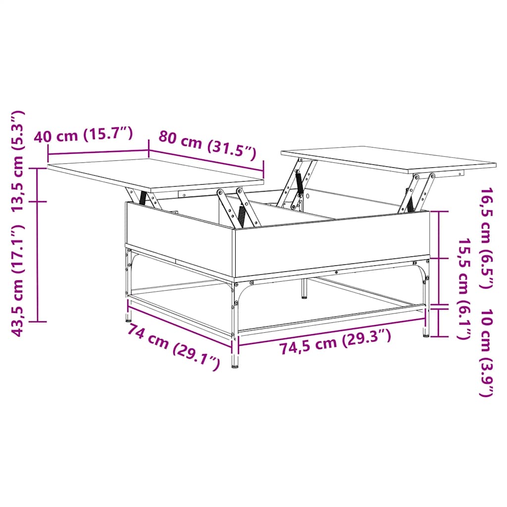 Soffbord Svart 80x80x45 cm metall