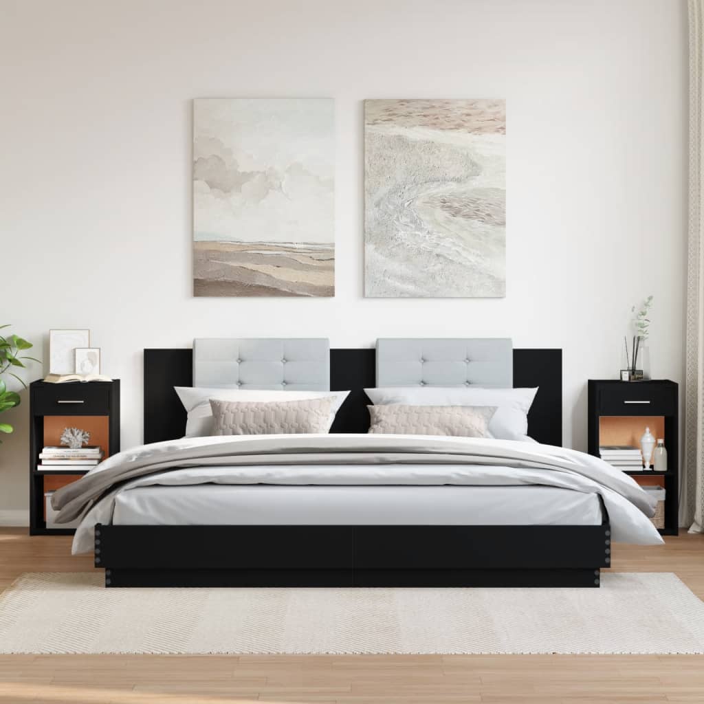 Sängbord 2 st svart 35x34x65 cm konstruerat trä