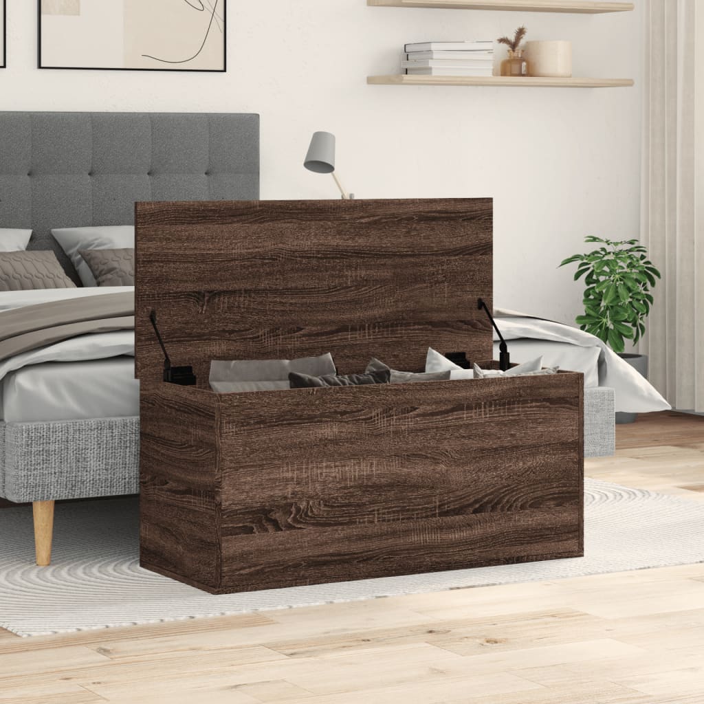 Förvaringsbänk Förvaringslåda Brun Ek 100x42x46 cm
