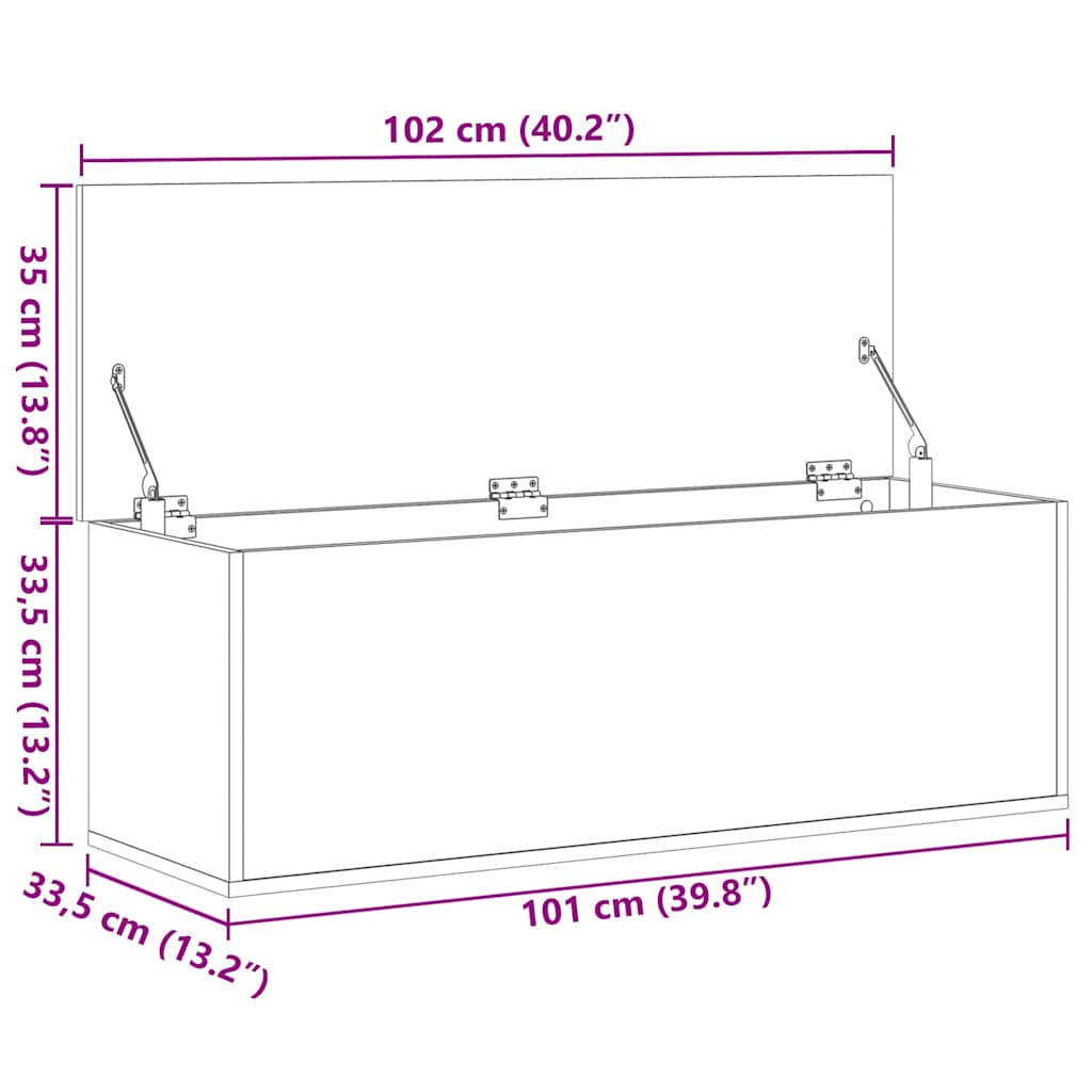 Förvaringskista Vit 102x35x35 cm