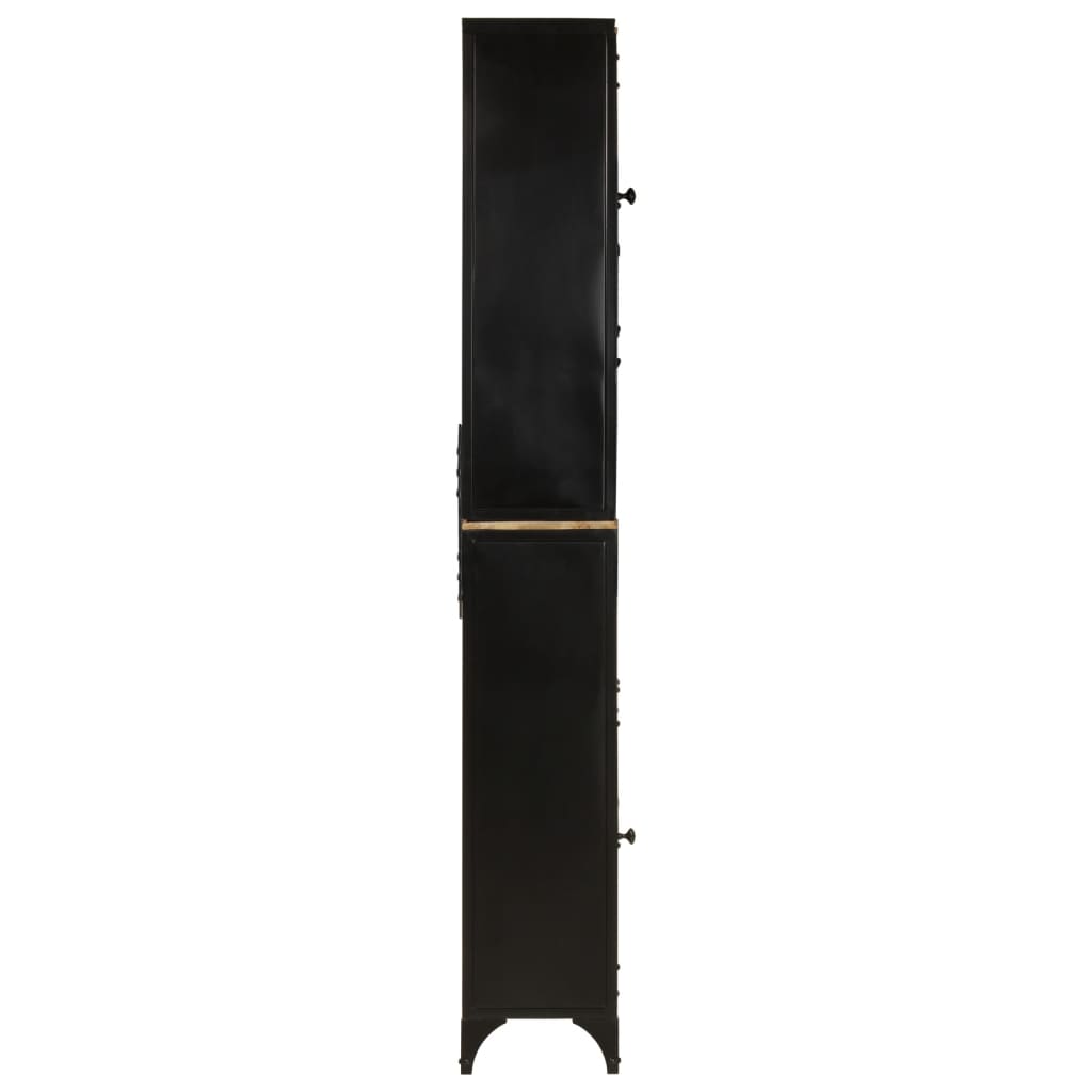 Badrumsskåp 40x27x180 cm järn och massivt mangoträ