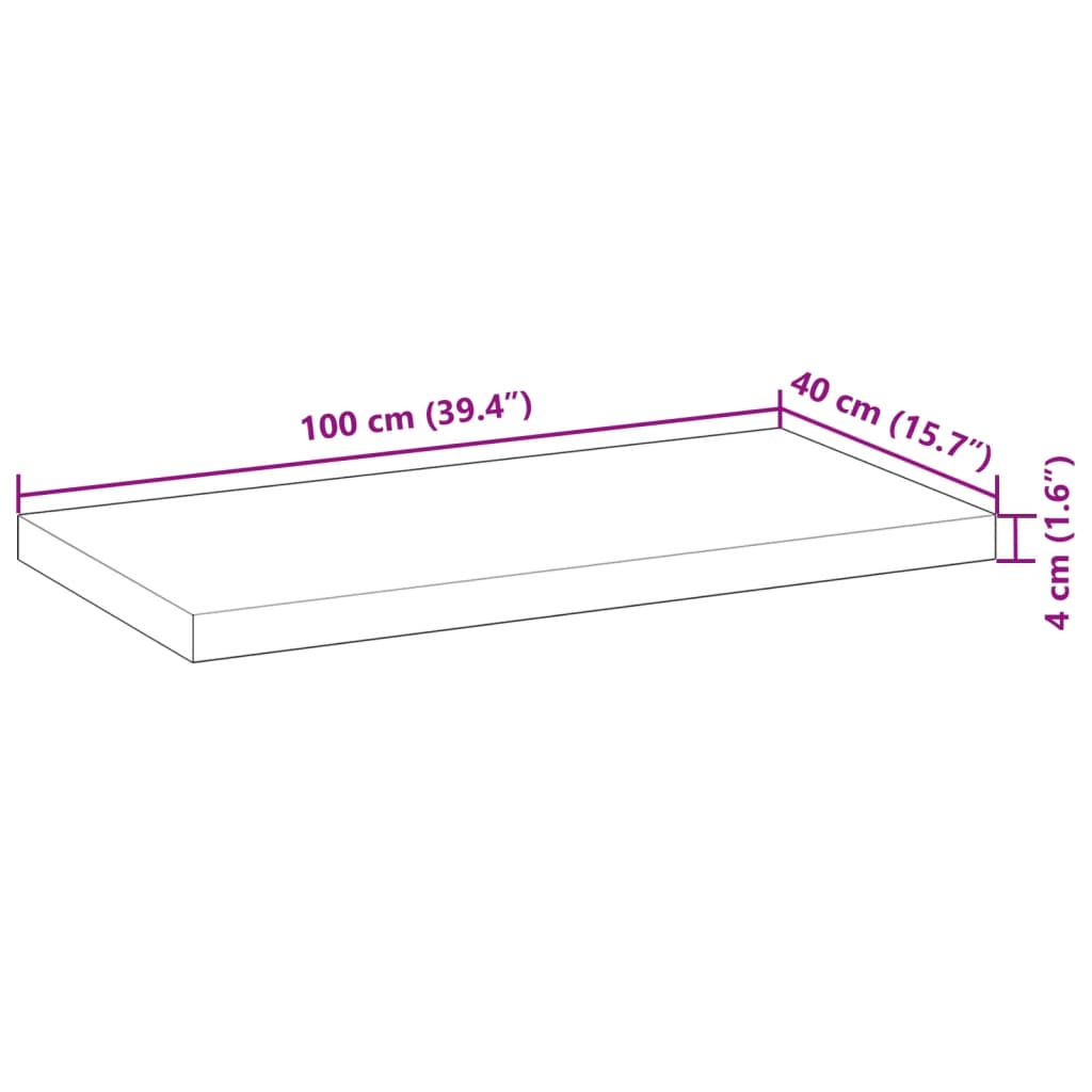 Bänkskiva för badrum behandlad 100x40x4 cm massivt akaciaträ