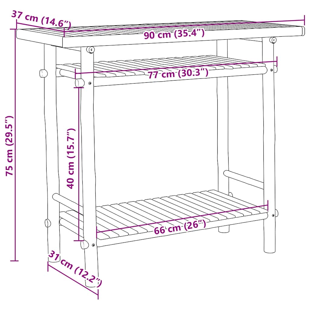 Avlastningsbord Konsollbord Trä 90x37x75 cm bambu