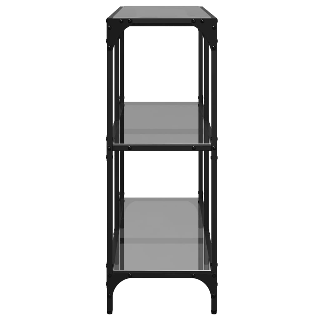 Avlastningsbord Konsollbord DIV. med Svart glasskiva 98x30x81 cm stål