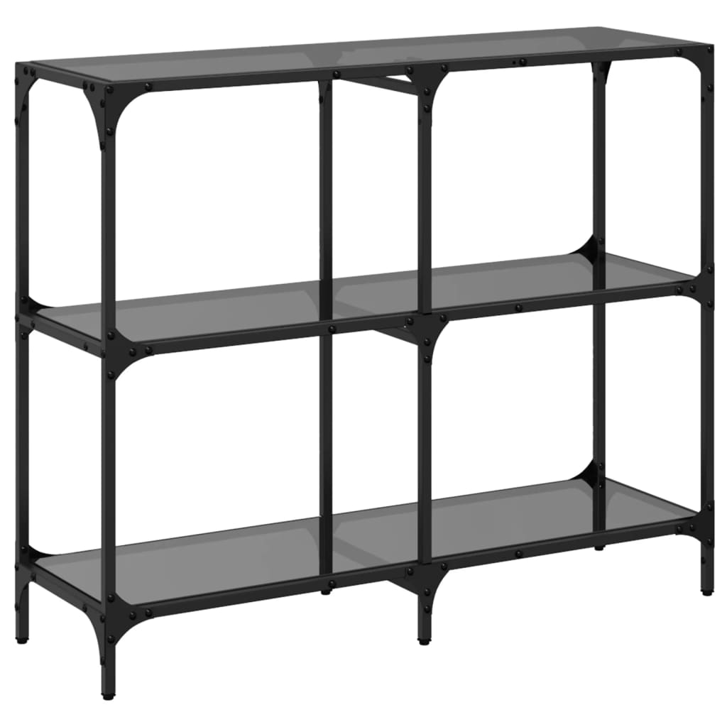 Avlastningsbord Konsollbord DIV. med Svart glasskiva 98x30x81 cm stål