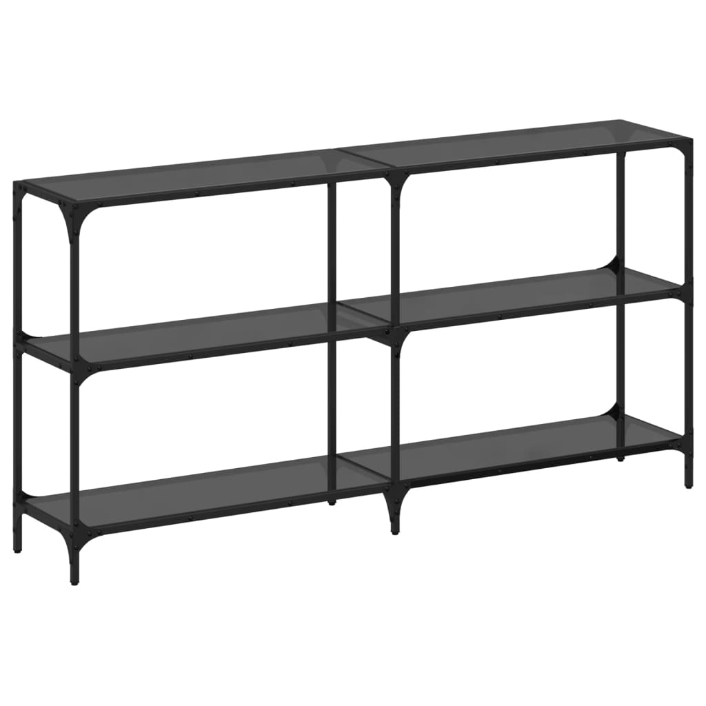 Avlastningsbord Konsollbord DIV. med Svart glasskiva 158,5x30x81 cm stål
