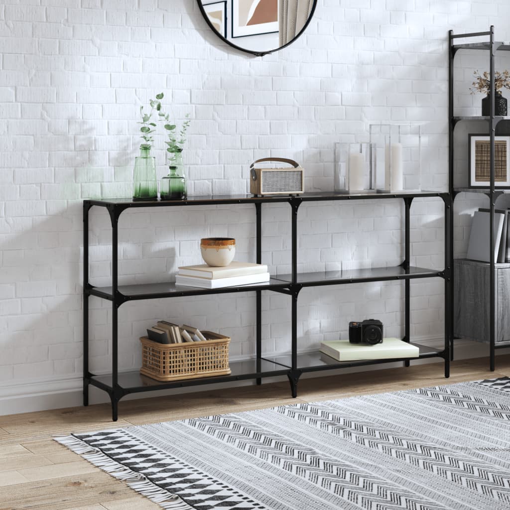 Avlastningsbord Konsollbord DIV. med Svart glasskiva 158,5x30x81 cm stål