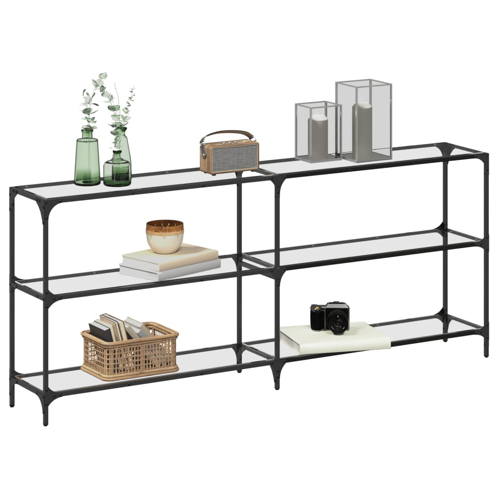 Avlastningsbord Konsollbord DIV. med transparent glasskiva 194,5x30x81 cm stål
