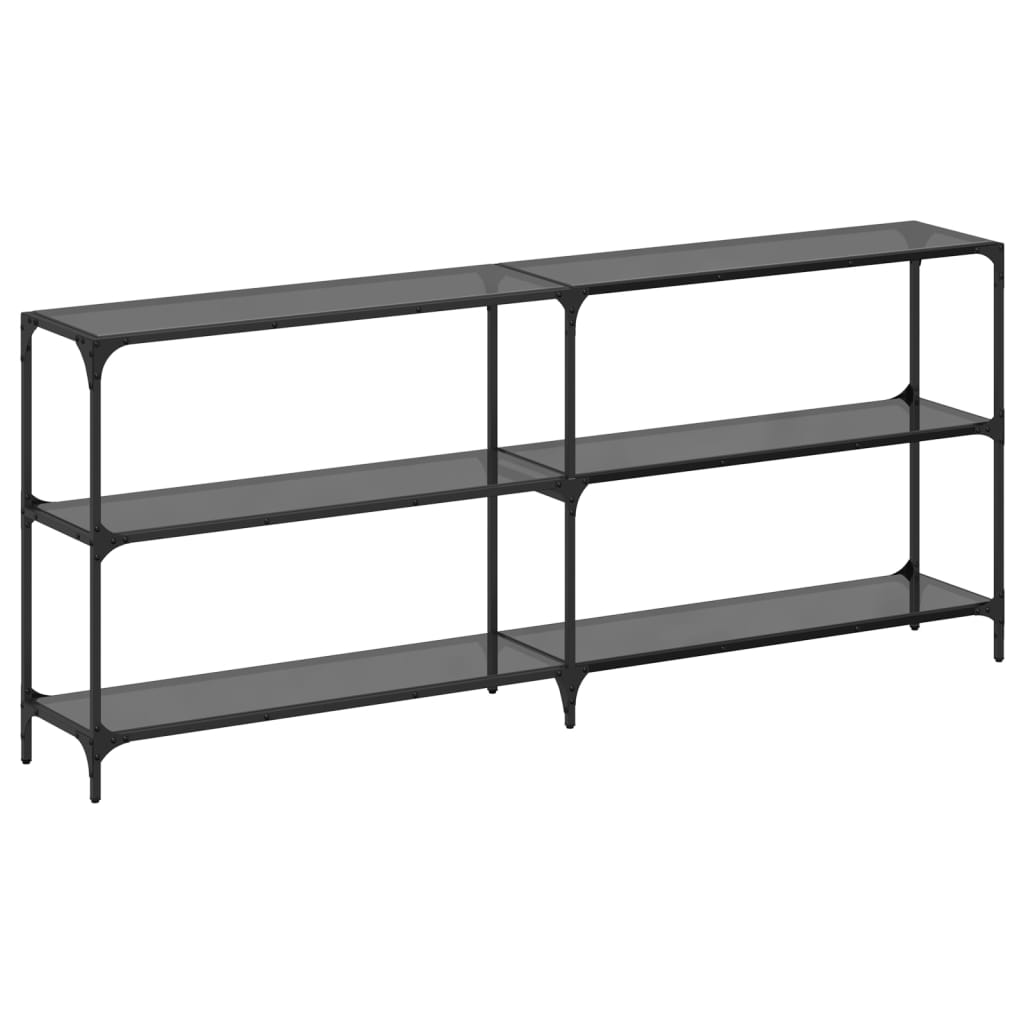 Avlastningsbord Konsollbord DIV. med Svart glasskiva 194,5x30x81 cm stål