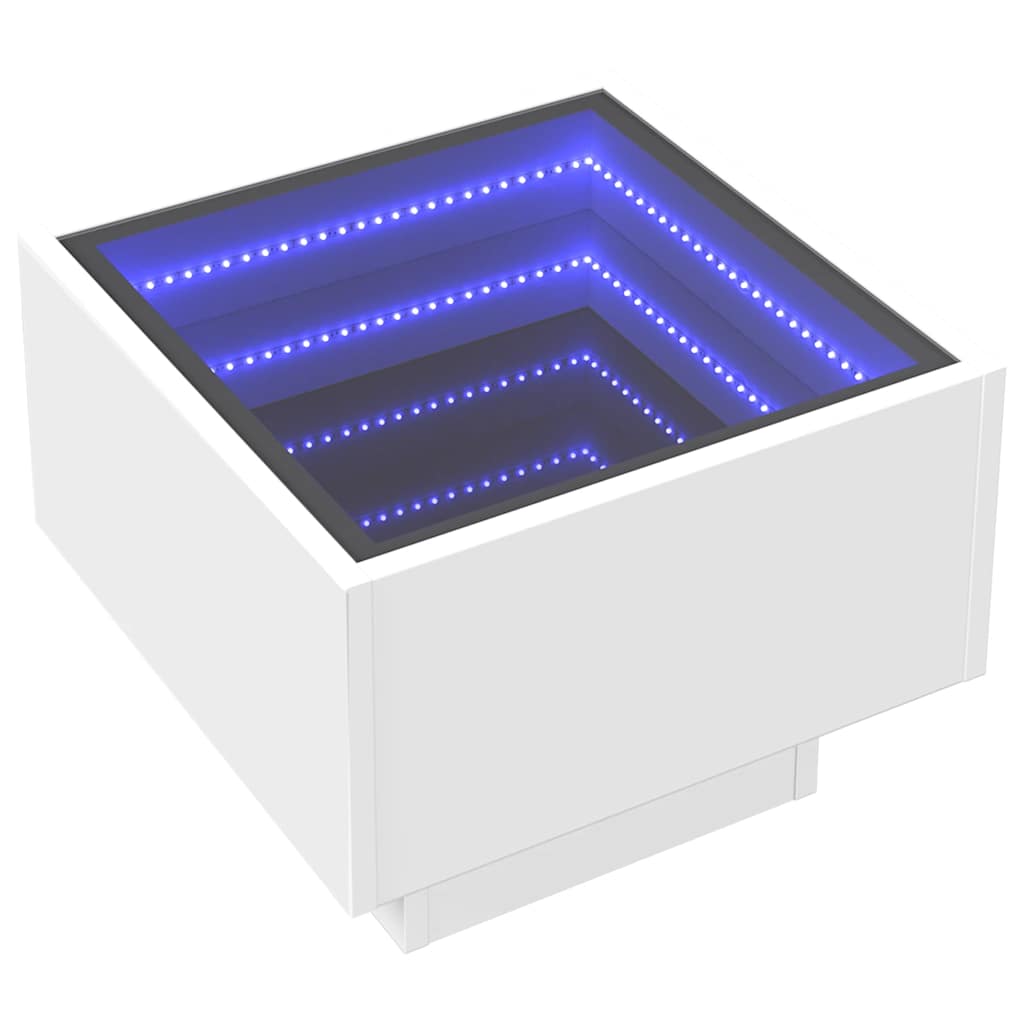 Sidobord Vit med LEDs 40x40x30 cm