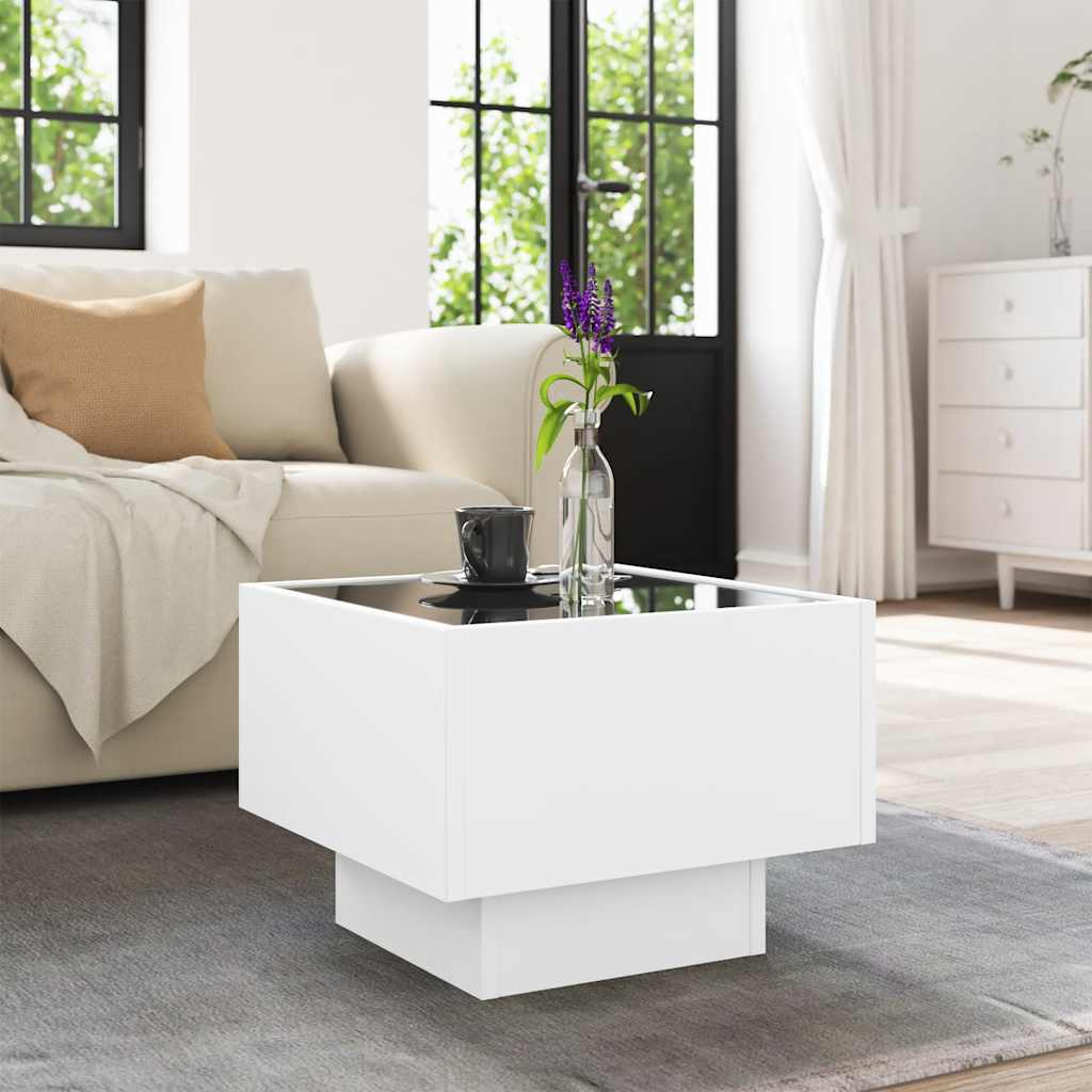 Sidobord Vit med LEDs 40x40x30 cm