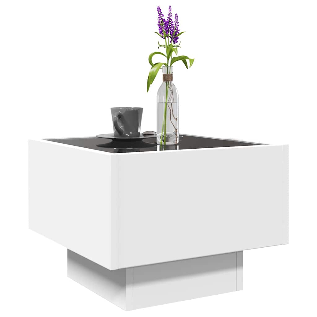 Sidobord Vit med LEDs 40x40x30 cm