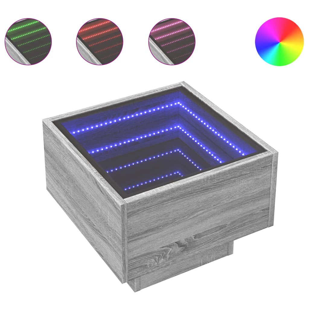 Sidobord Sonoma Grå med LEDs 40x40x30 cm