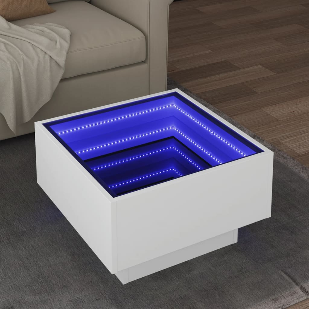 Soffbord Vit LEDs 50x50x30 cm