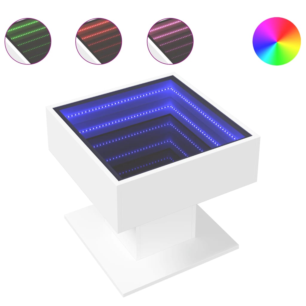 Soffbord Vit LEDs 50x50x45 cm