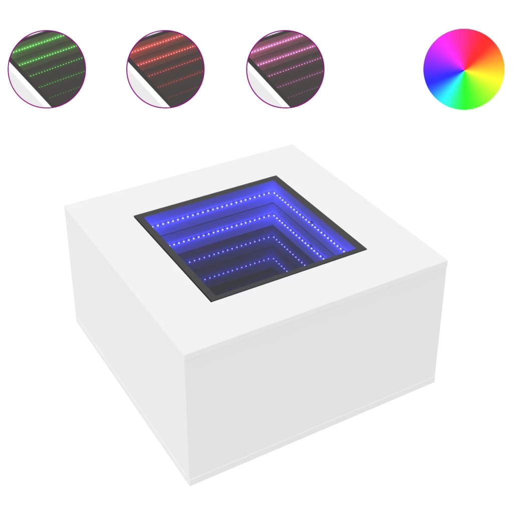 Soffbord Vit LEDs 60x60x40 cm