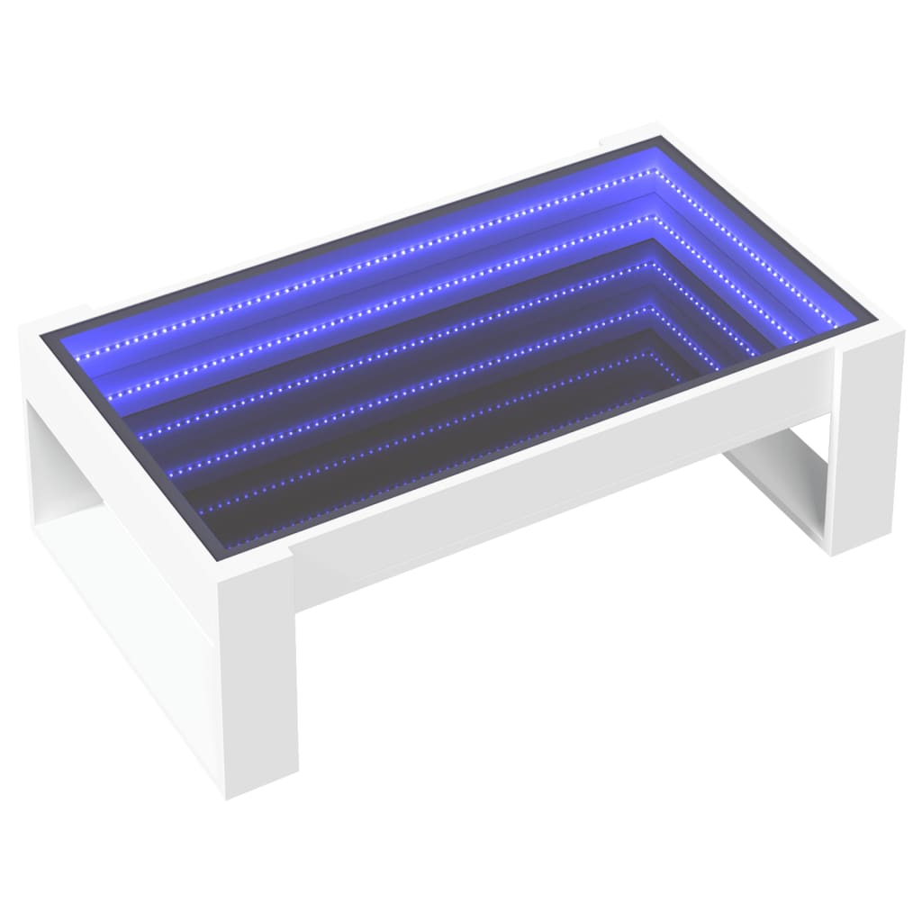 Soffbord Vit med Infinity LEDs 90x53x30 cm