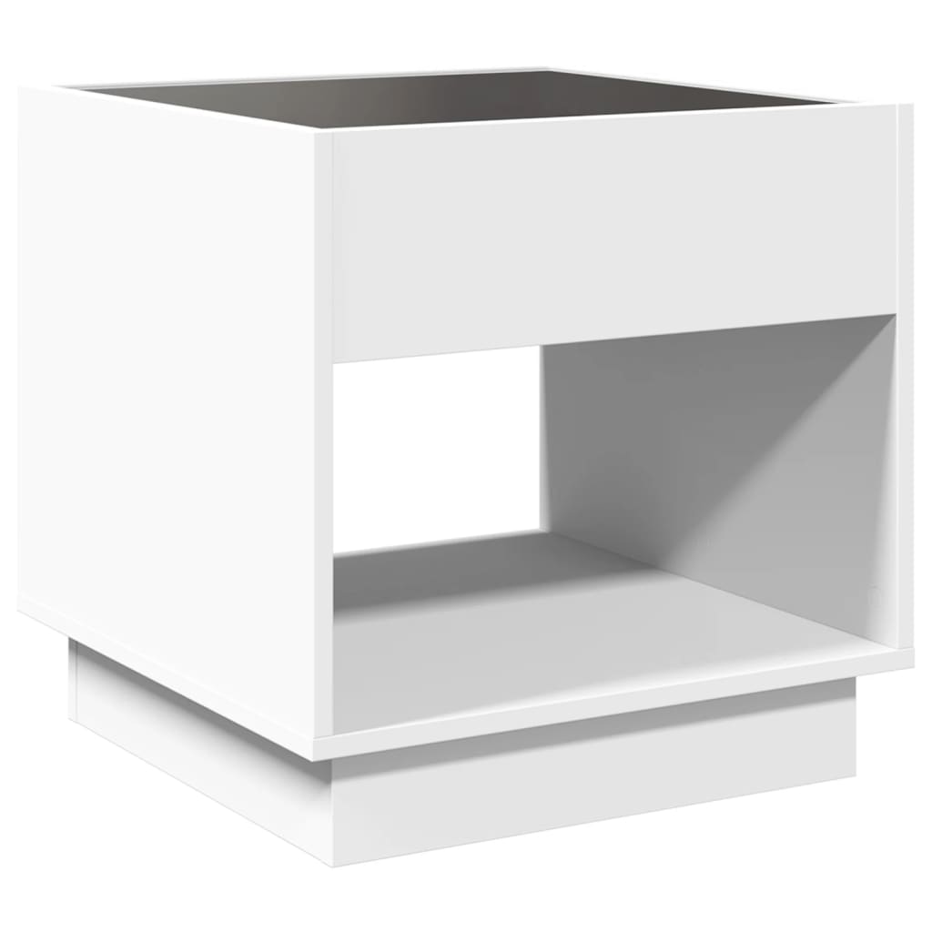 Sängbord Nattduksbord Vit med Infinity LEDs 50x50x50 cm