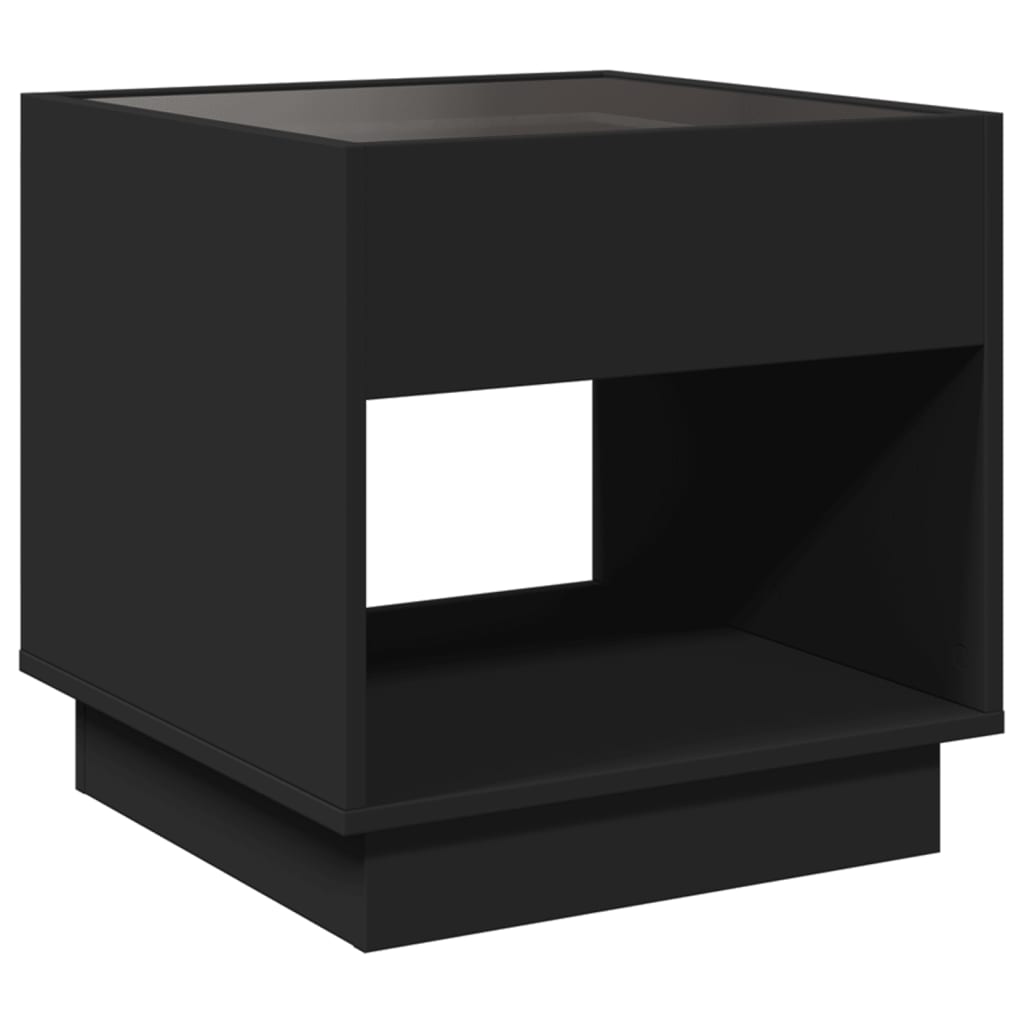 Sängbord Nattduksbord Svart med Infinity LEDs 50x50x50 cm