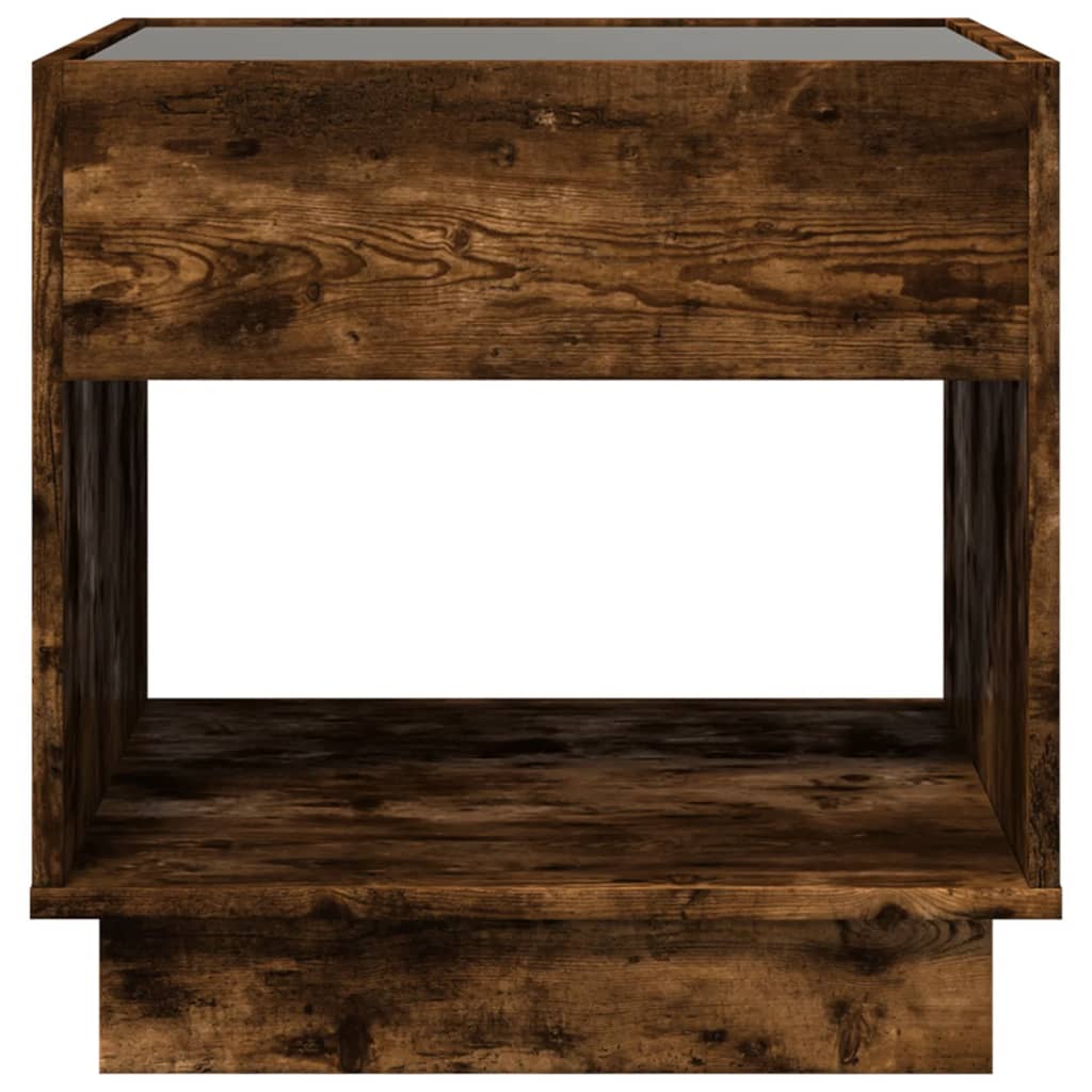 Sängbord Nattduksbord Rökfärgad Ek med Infinity LEDs 50x50x50 cm