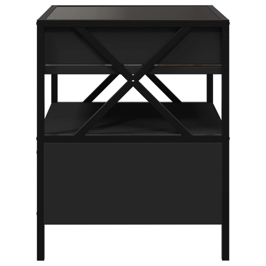 Sängbord Nattduksbord Svart med Infinity LEDs 40x40x51 cm