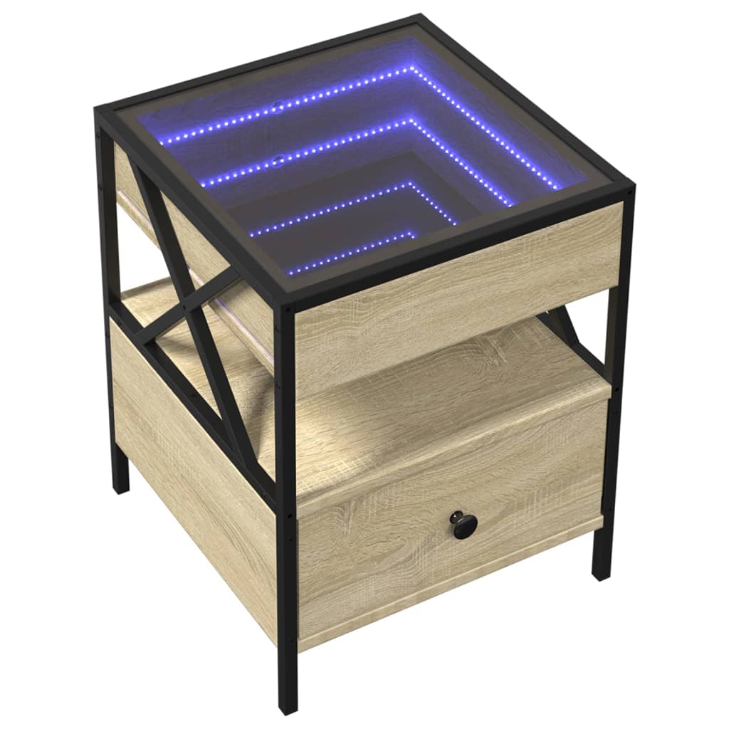 Sängbord Nattduksbord Sonoma Ek med Infinity LEDs 40x40x51 cm