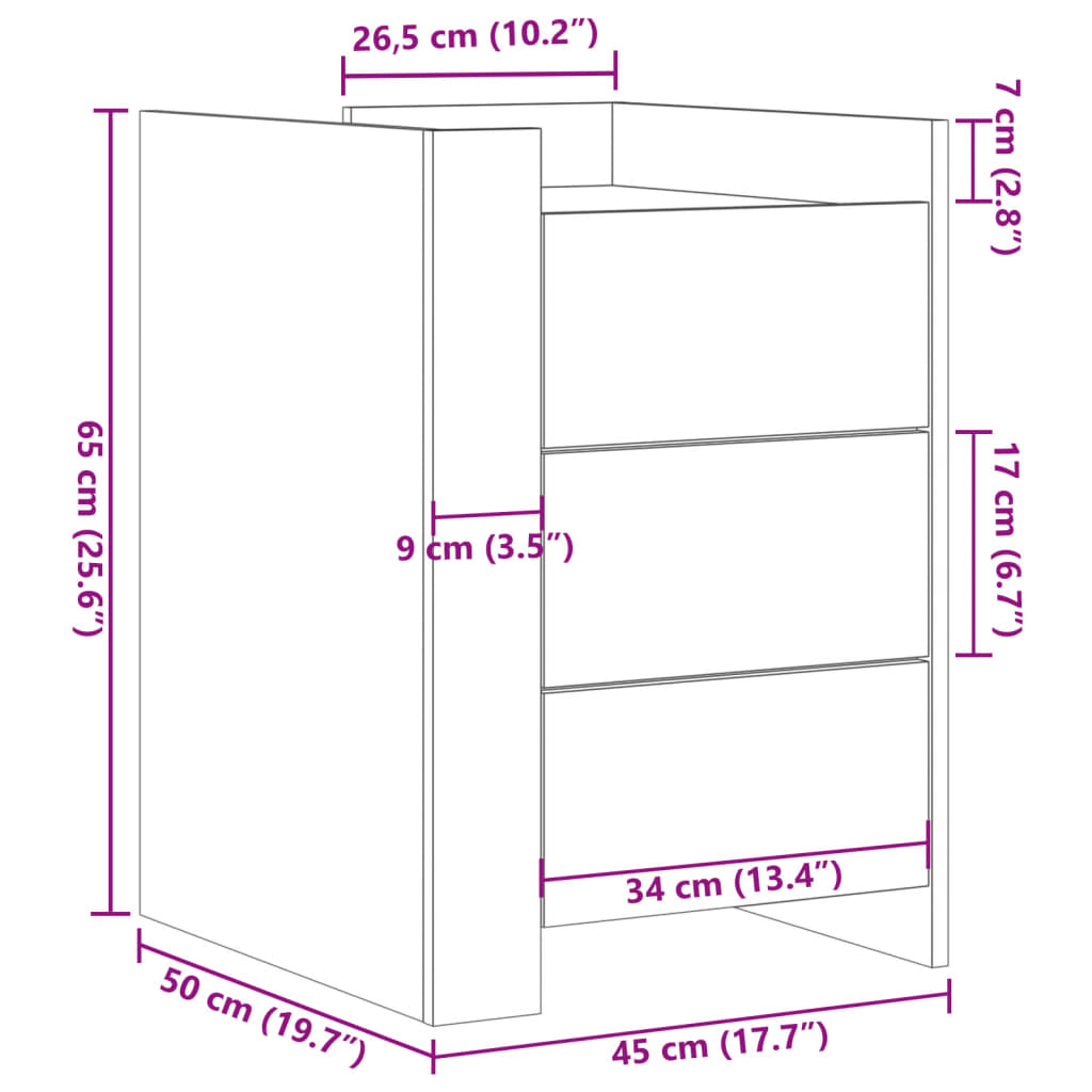 Sängbord Nattduksbord Vit 45x50x65 cm