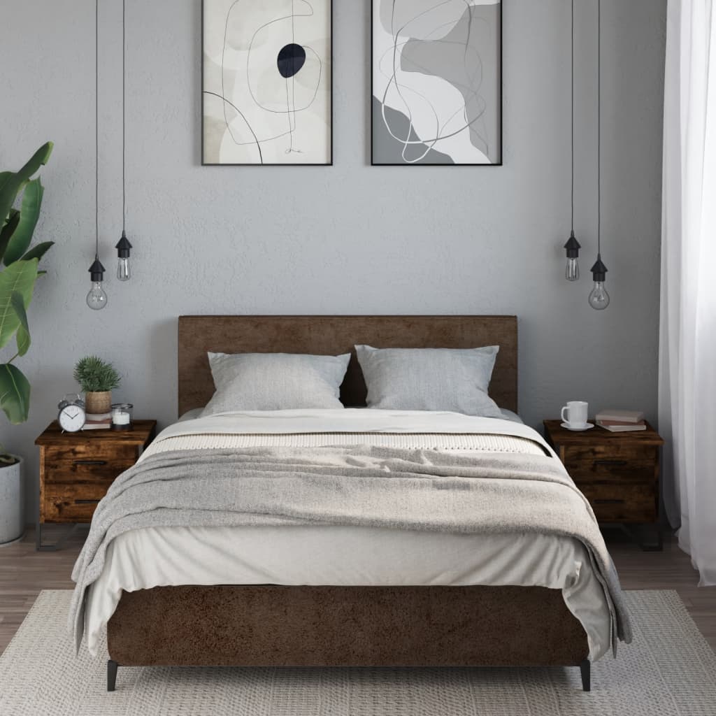 Sängbord 2 st rökfärgad ek 40x41x40 cm konstruerat trä