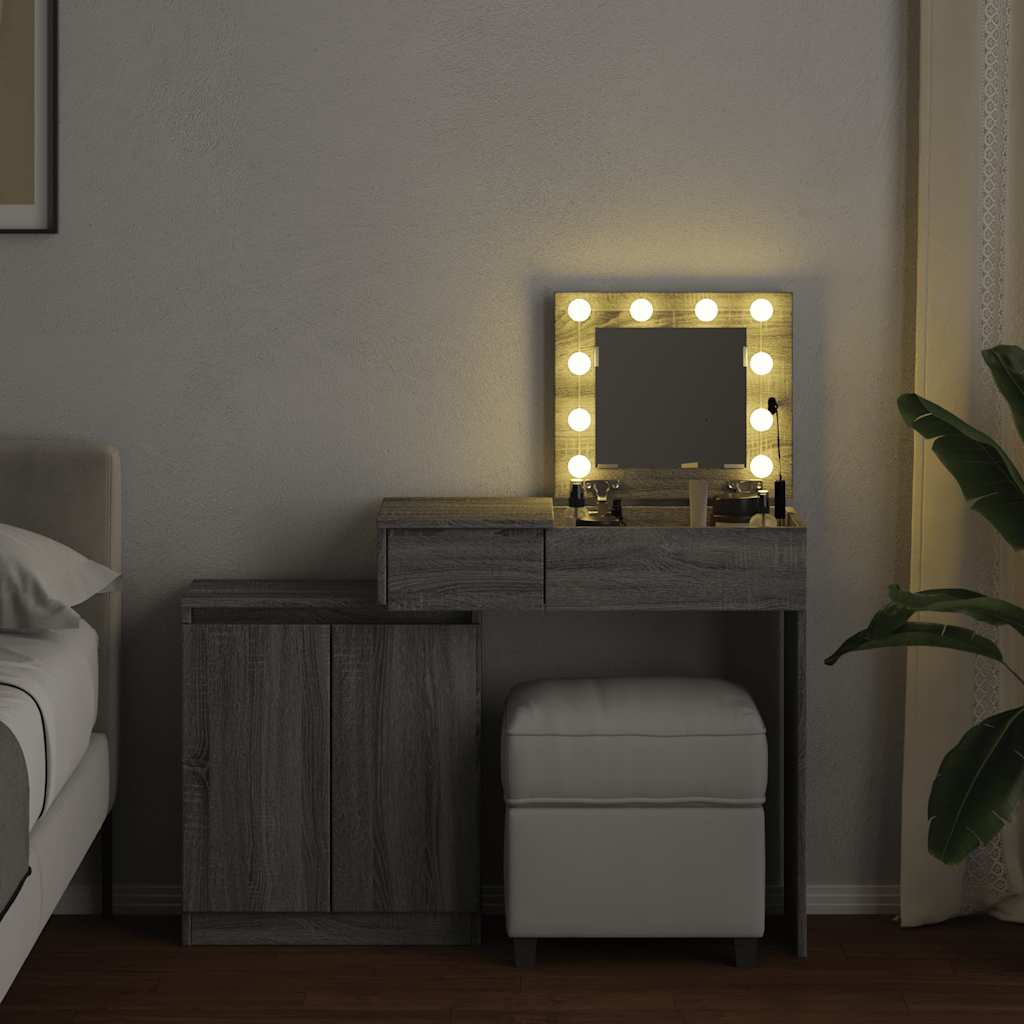 Badrumsspegel Spegelskåp LED Sonoma Grå 115x37x110,5 cm