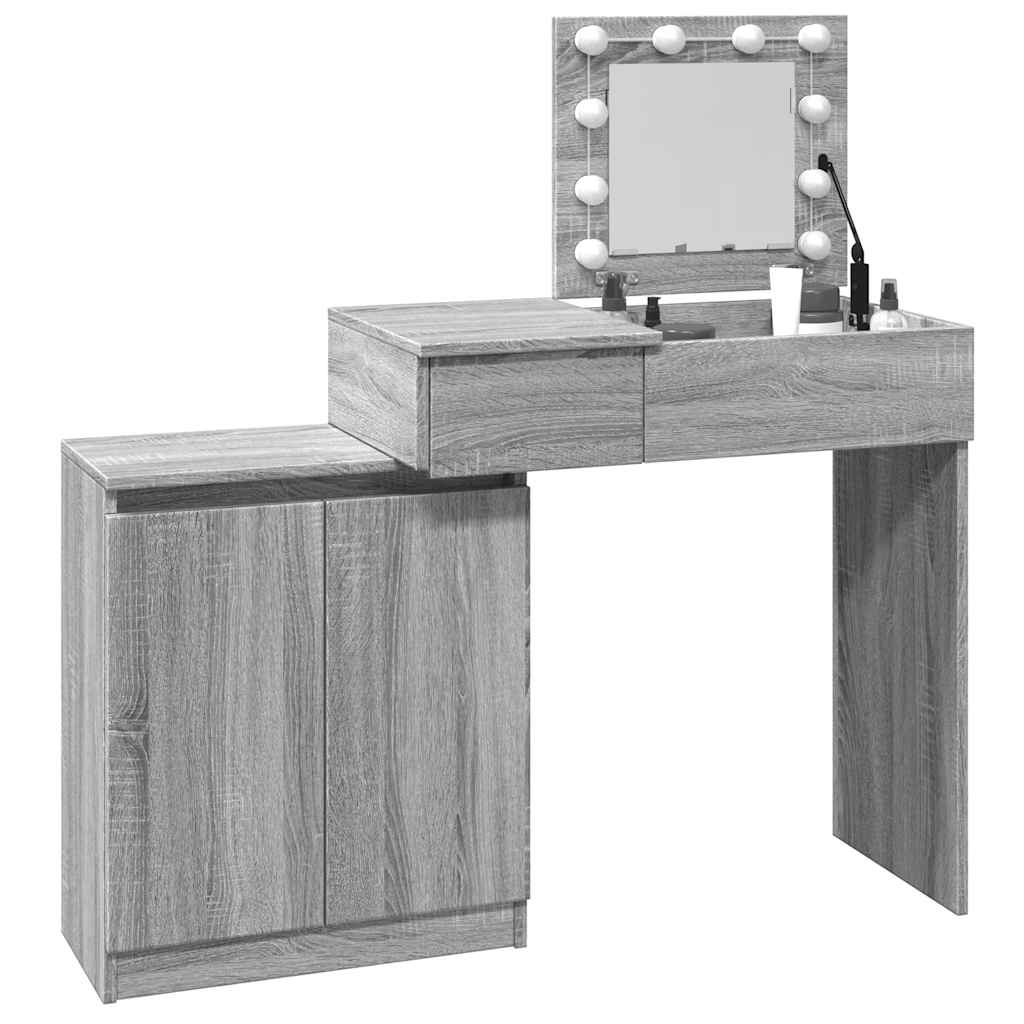 Badrumsspegel Spegelskåp LED Sonoma Grå 115x37x110,5 cm