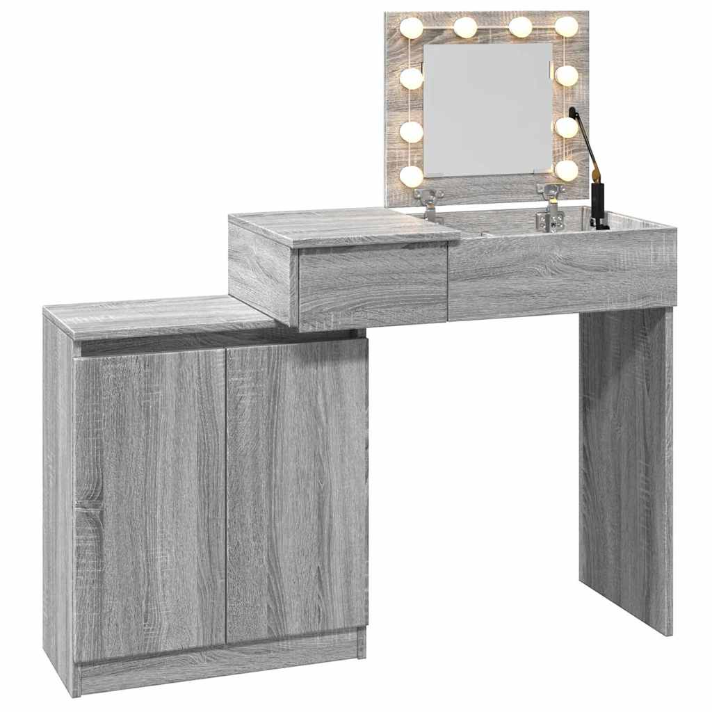 Badrumsspegel Spegelskåp LED Sonoma Grå 115x37x110,5 cm