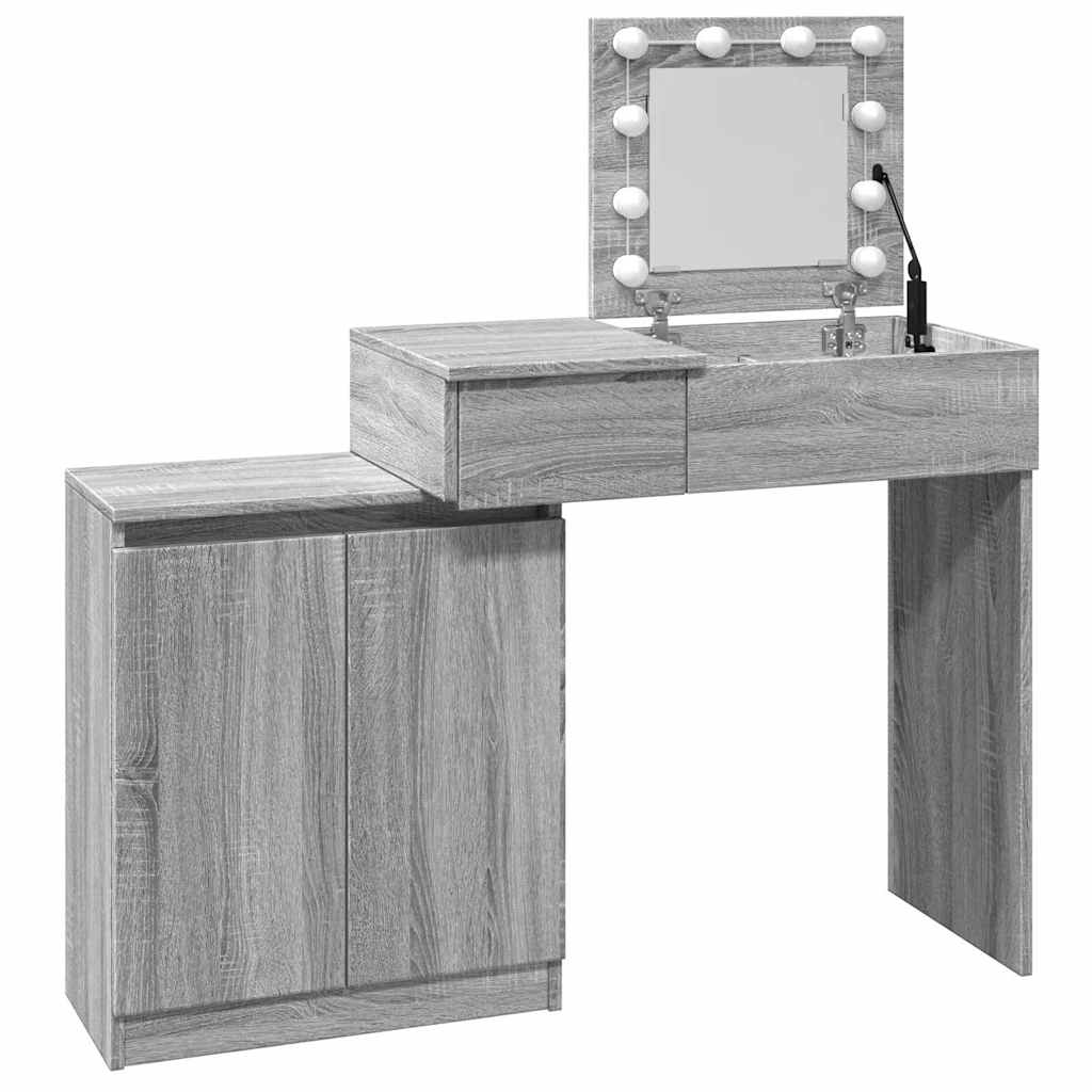 Badrumsspegel Spegelskåp LED Sonoma Grå 115x37x110,5 cm
