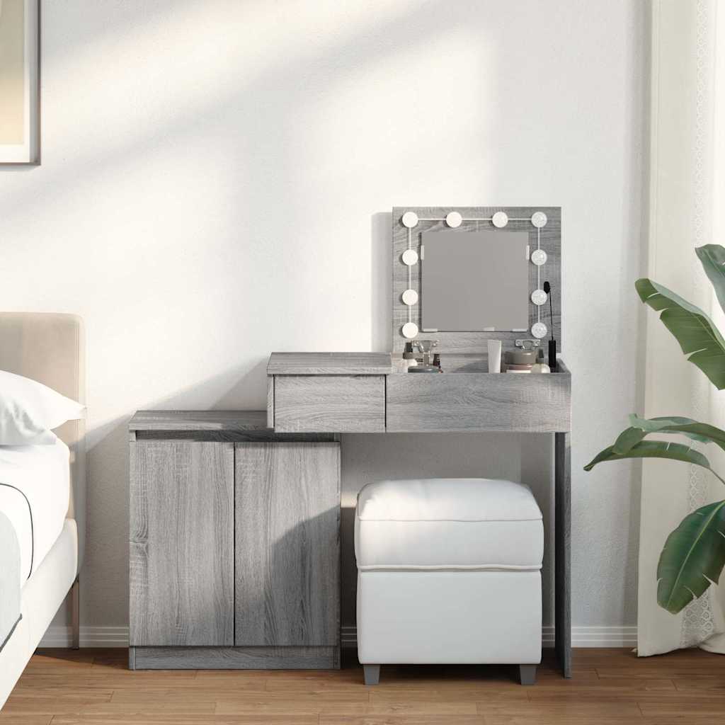 Badrumsspegel Spegelskåp LED Sonoma Grå 115x37x110,5 cm