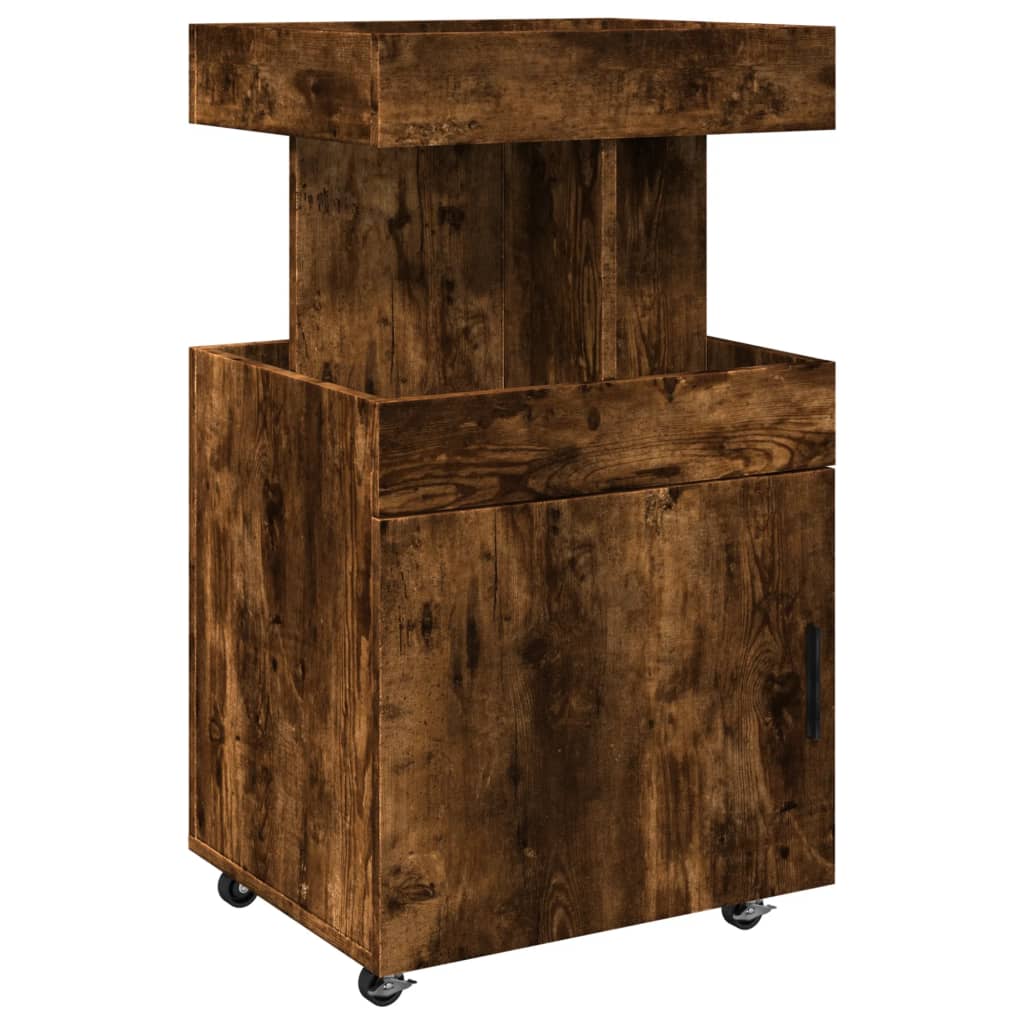 Vinställ Barvagn rökfärgad Ek 50x41x89 cm