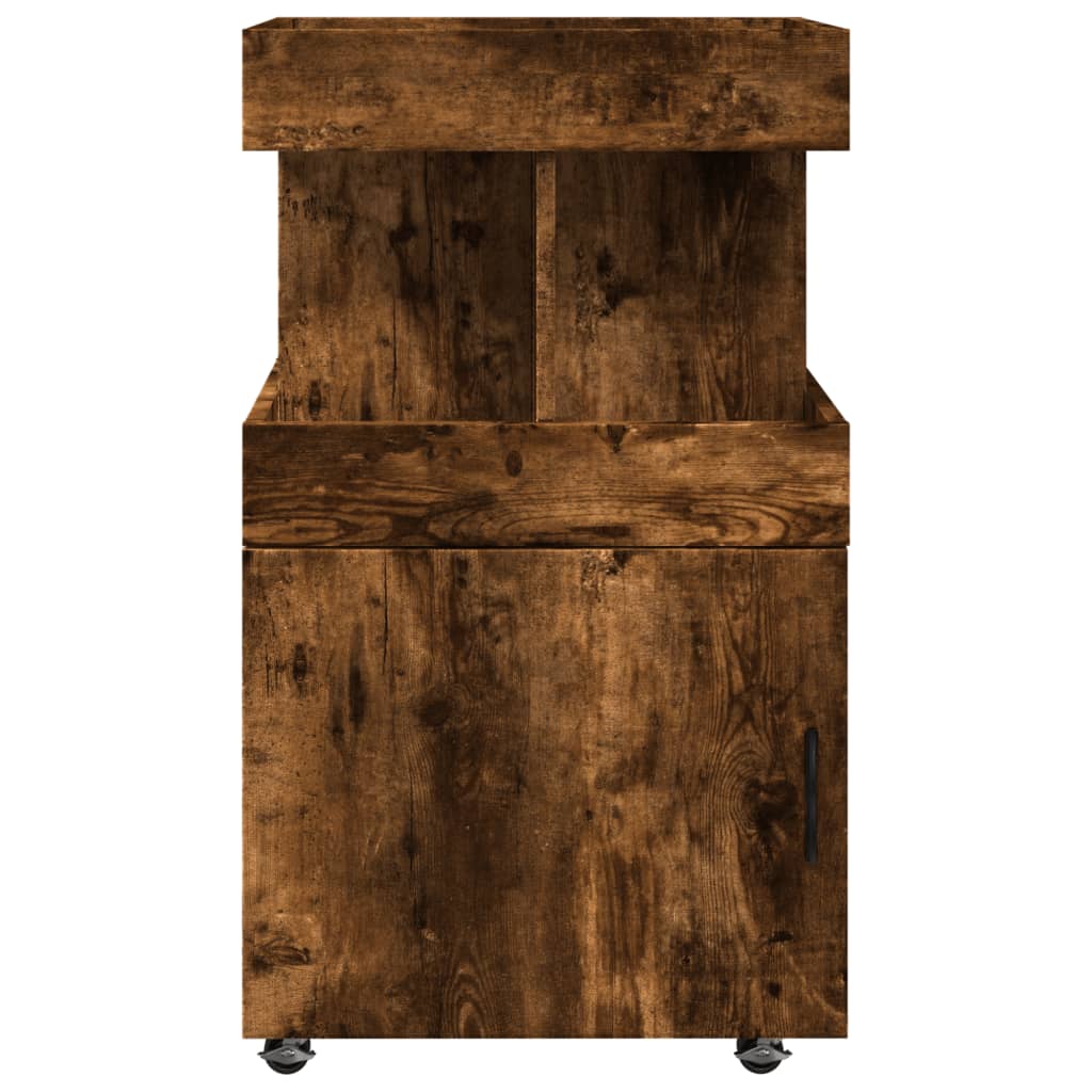 Vinställ Barvagn rökfärgad Ek 50x41x89 cm