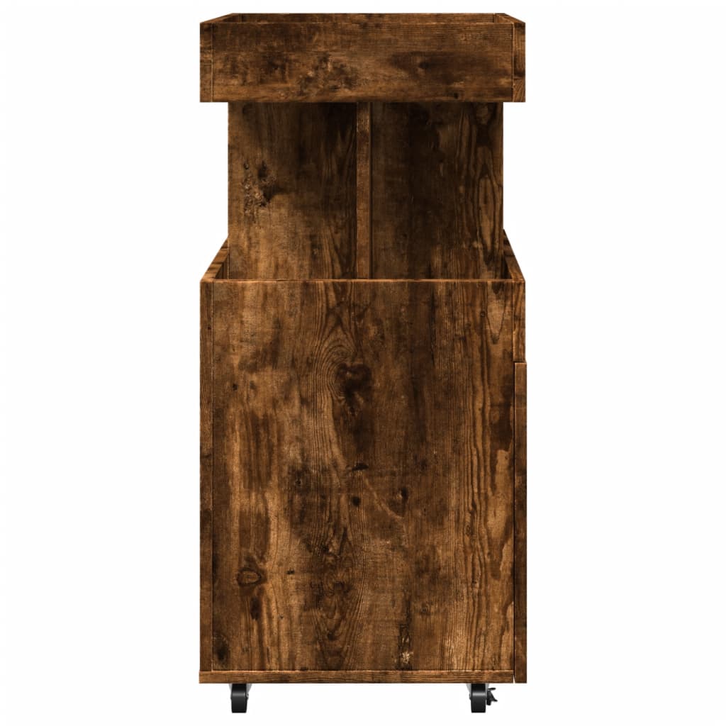 Vinställ Barvagn rökfärgad Ek 50x41x89 cm