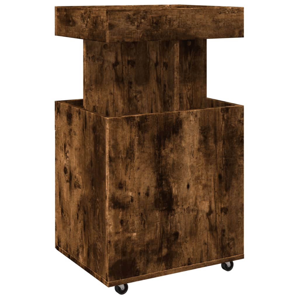 Vinställ Barvagn rökfärgad Ek 50x41x89 cm