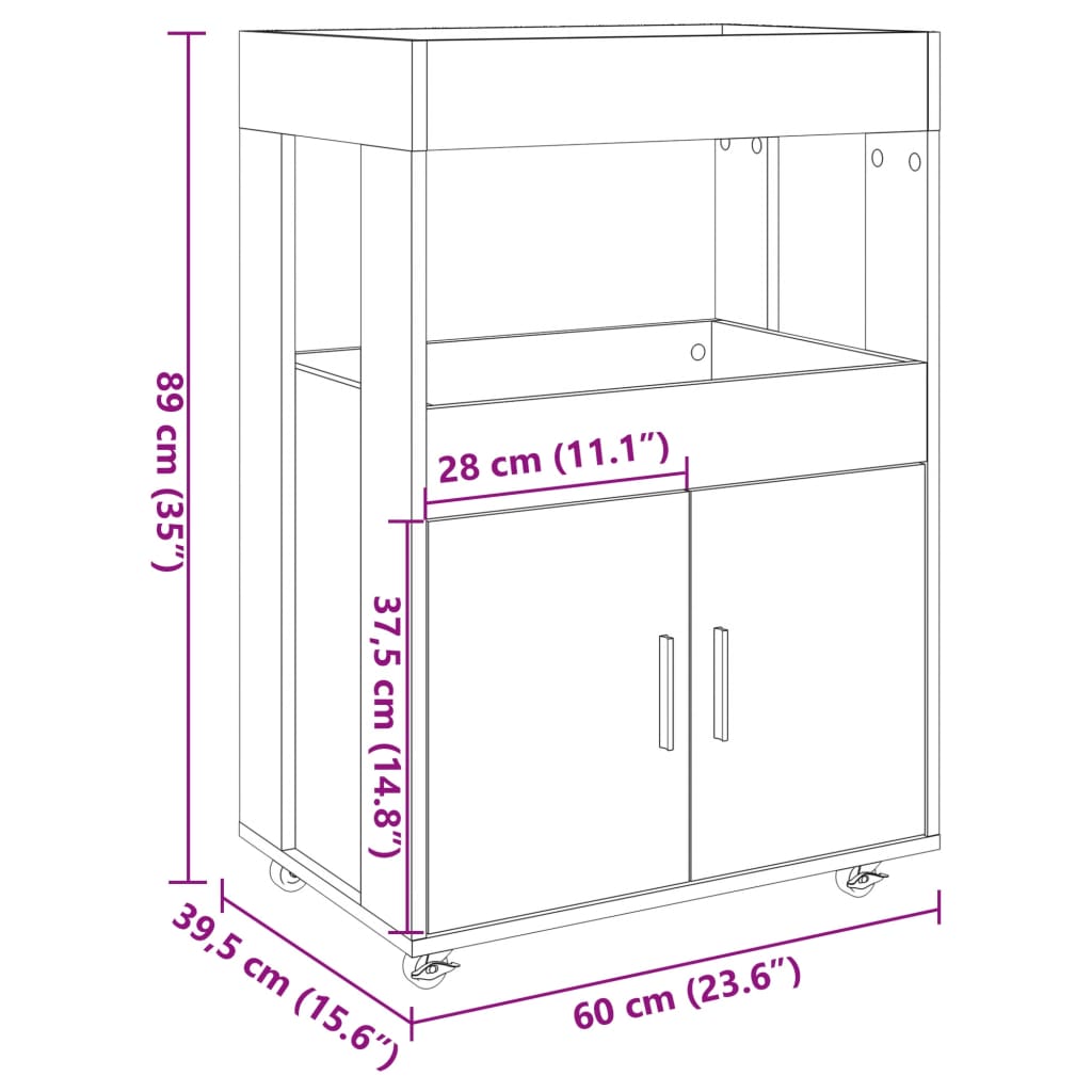 Vinställ Barvagn Svart 60x39,5x89 cm