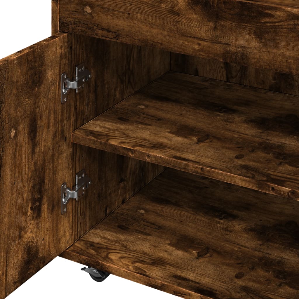 Serveringsvagn Barvagn Rökfärgad Ek 60x39,5x89 cm