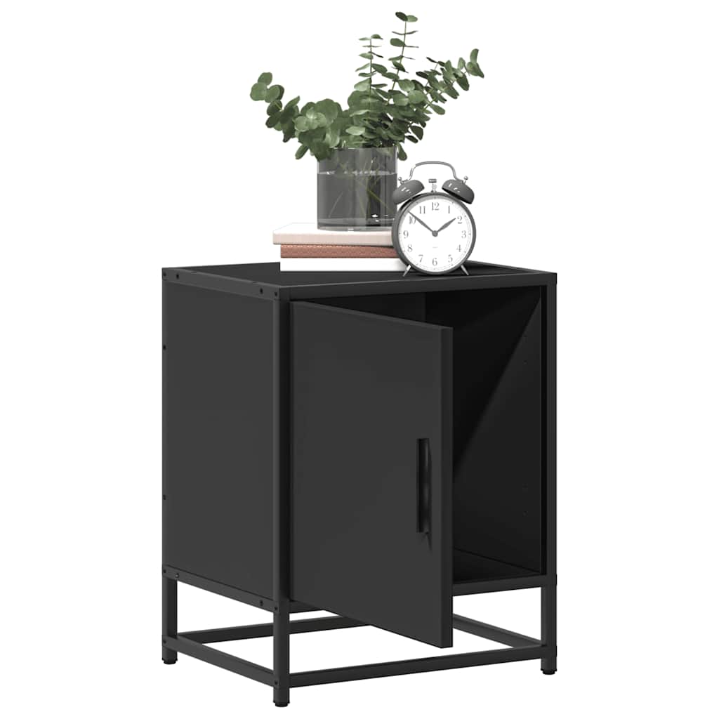 Sängbord 2 st svart 40x31x50 cm konstruerat trä och metall