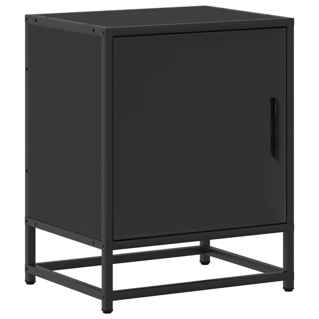 Sängbord 2 st svart 40x31x50 cm konstruerat trä och metall