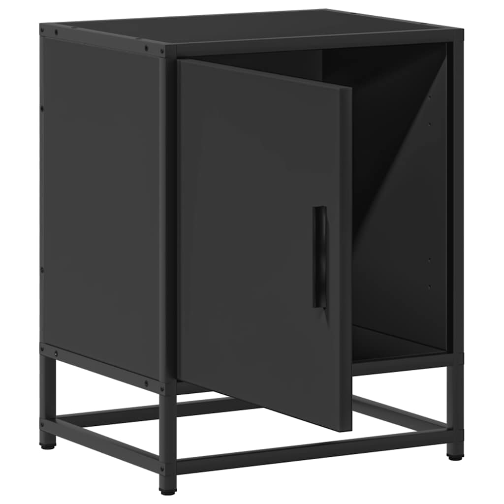 Sängbord 2 st svart 40x31x50 cm konstruerat trä och metall