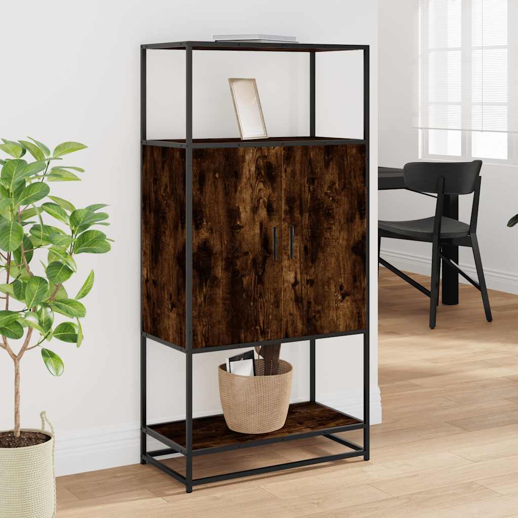 Skåp Rökfärgad Ek 68x35x139 cm metall