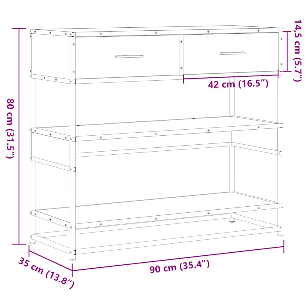 Avlastningsbord Konsollbord Sonoma Ek 90x35x80 cm