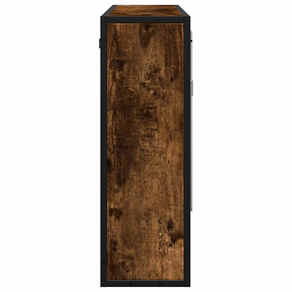 Badrumsspegel Spegelskåp Rökfärgad Ek 65x20x60 cm