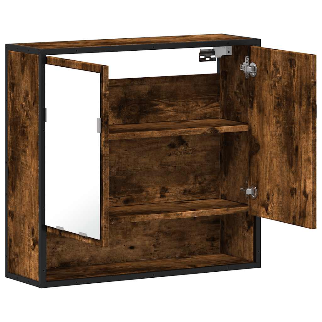 Badrumsspegel Spegelskåp Rökfärgad Ek 65x20x60 cm