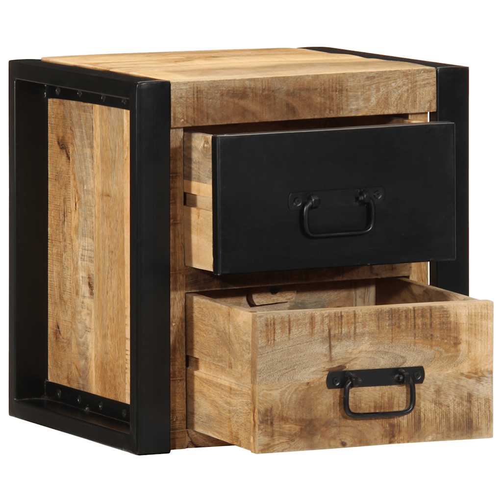Sängbord 2 st 40x35x40 cm massivt grovt trä mango