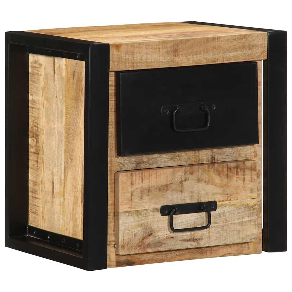 Sängbord 2 st 40x35x40 cm massivt grovt trä mango