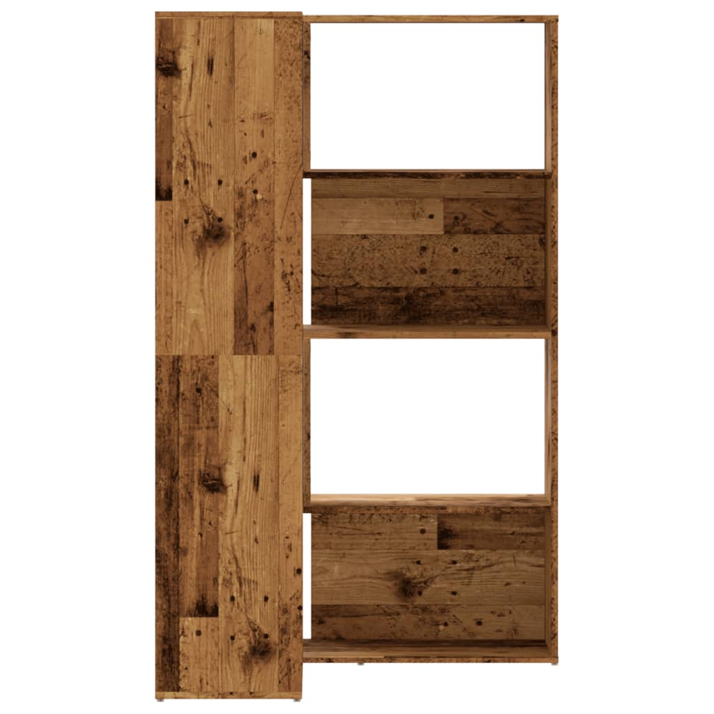 Bokhylla Åldrat Trä hörn 4 hyllplan 85x85x140cm