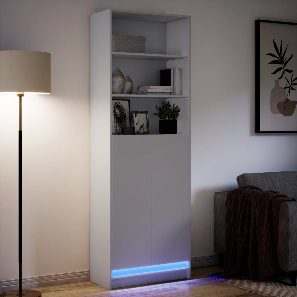 Skåp Vit med LEDs 69x32,5x200 cm
